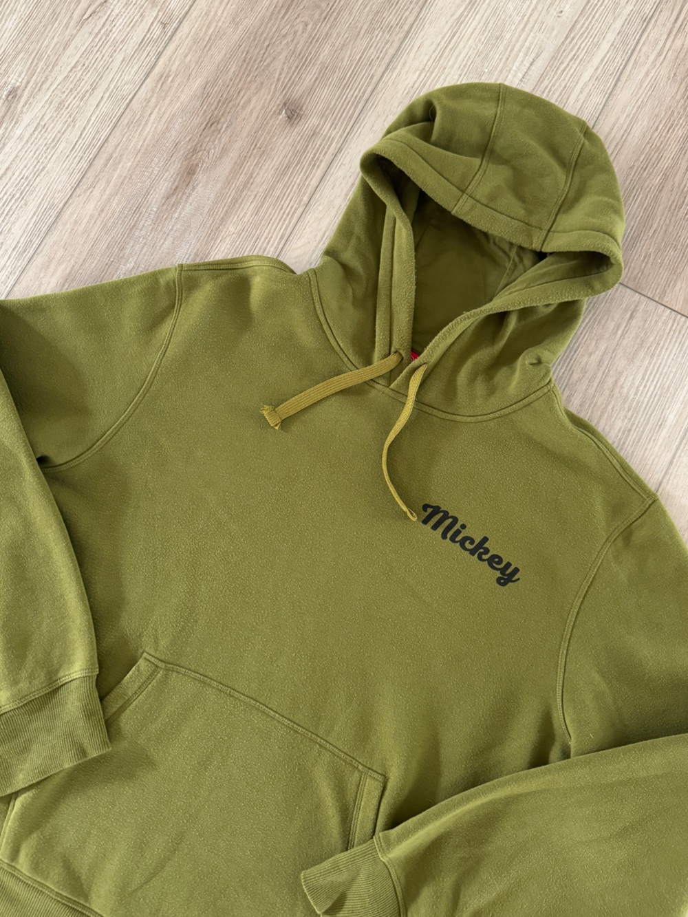 Amazon Essentials Olive Green Hooded Sweatshirt Mickey Mouse